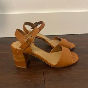 Light brown sandals with 3 in heel
